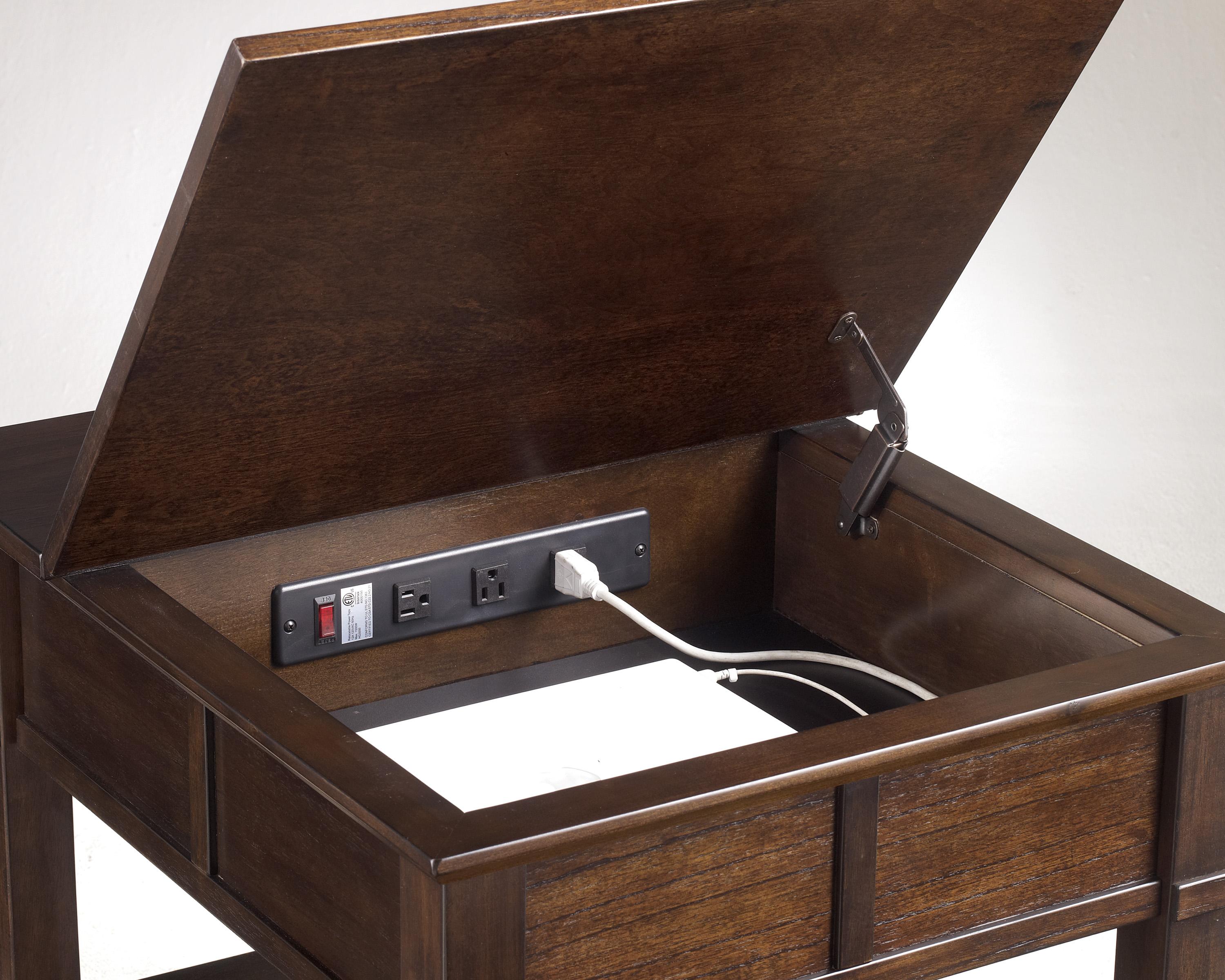 Signature Design by Ashley Gately End Table with Hidden Storage & Electrical Outlet AHFA End